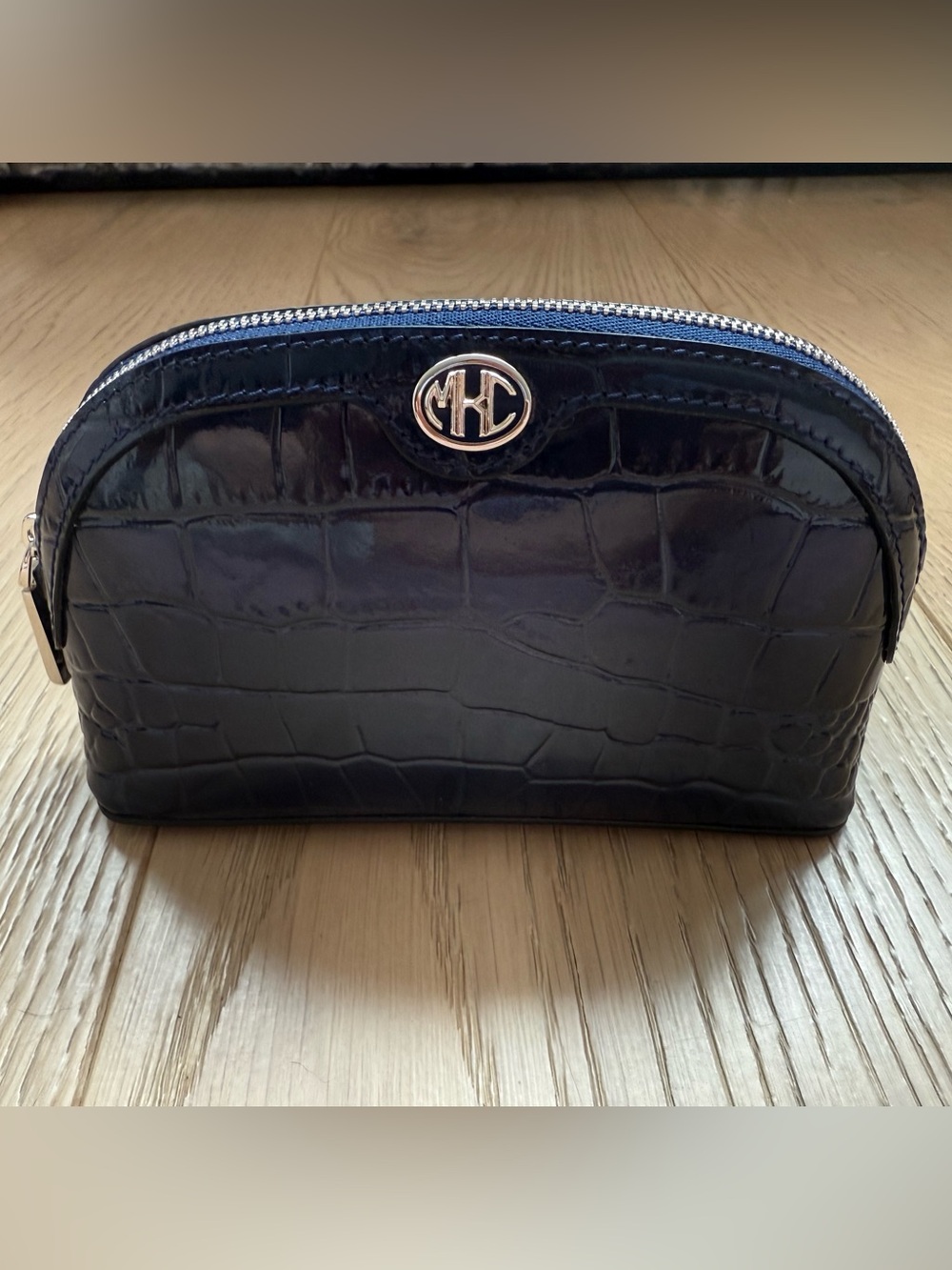 Michael Kors Collection Navy Croc-Embossed Pouch
